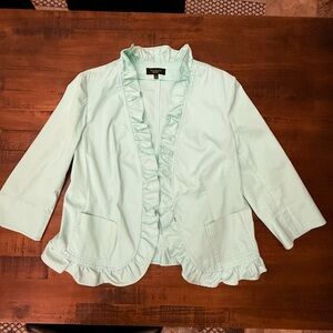 Talbots Ruffle Stretch Grace Fit Jacket Blazer 14‎ Mint green pockets